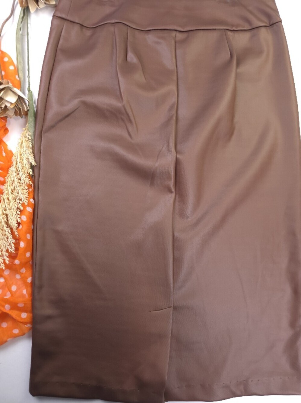 Ashley Stewart Brown Faux Leather Pencil Skirt sz 14 - Picture 8 of 10